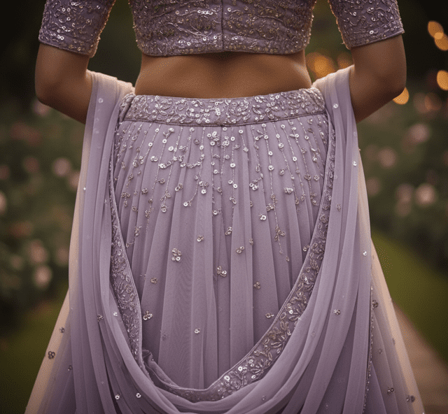 Lavender Georgette Bridesmaid Lehenga Set - Image 3