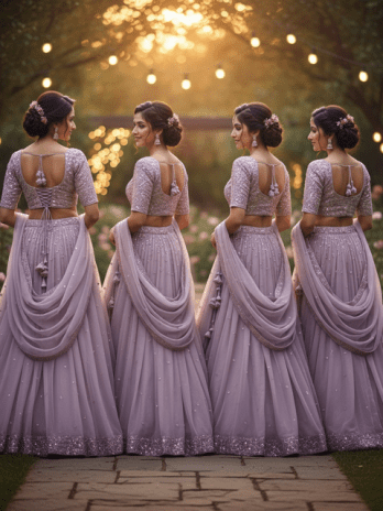 Lavender Georgette Bridesmaid Lehenga Set