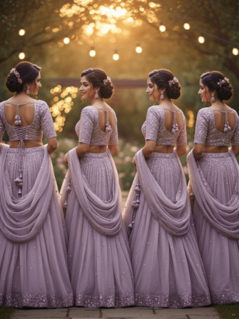 Lavender Georgette Bridesmaid Lehenga Set