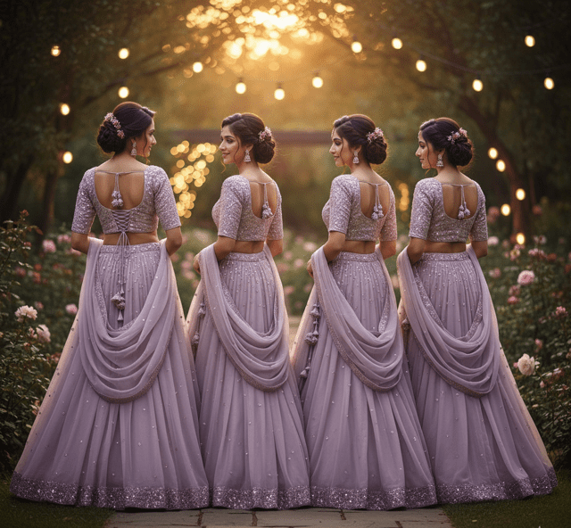 Lavender Georgette Bridesmaid Lehenga Set - Image 2