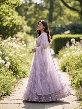 Lilac Chiffon Guest Lehenga