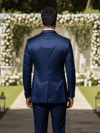 Midnight Blue Satin Bandhgala