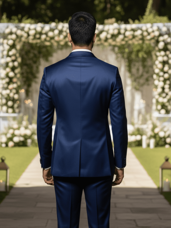 Midnight Blue Satin Bandhgala