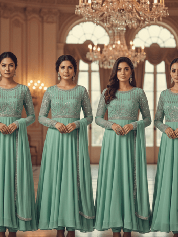 Mint Green Anarkali Bridesmaid Dress
