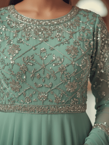 Mint Green Anarkali Bridesmaid Dress