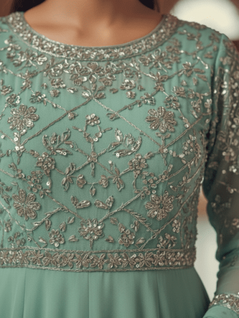 Mint Green Anarkali Bridesmaid Dress