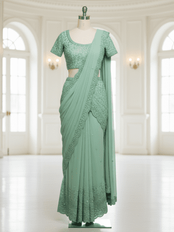 Mint Green Palazzo-Saree Fusion