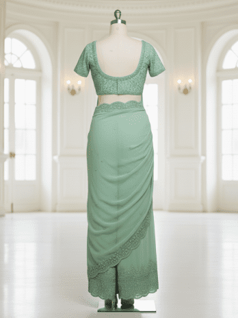 Mint Green Palazzo-Saree Fusion
