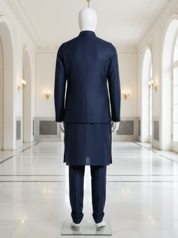 Navy Blue Nehru Jacket Set for Groom