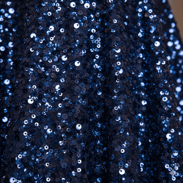 Navy Blue Sequin Reception Gown - Image 4