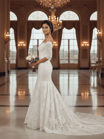 Off-Shoulder Mermaid Lace Wedding Gown