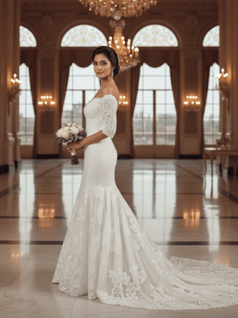 Off-Shoulder Mermaid Lace Wedding Gown