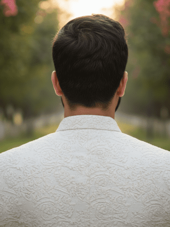 Off-White Khadi Sherwani with Nehru Collar