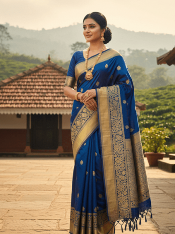 Peacock Blue Banarasi Guest Saree