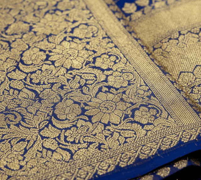 Peacock Blue Banarasi Guest Saree - Image 5