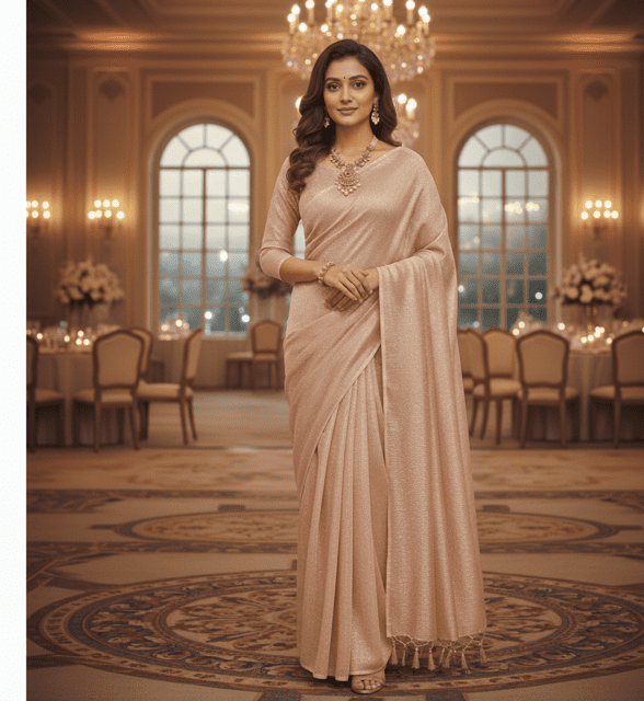 Rose Gold Tissue Guest Saree