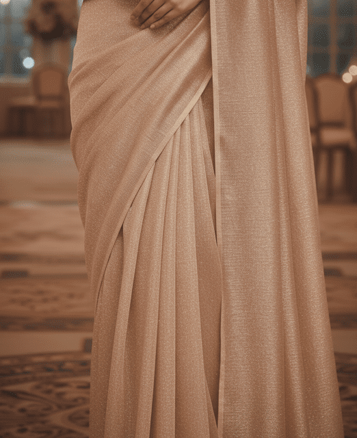 Rose Gold Tissue Guest Saree - Image 3
