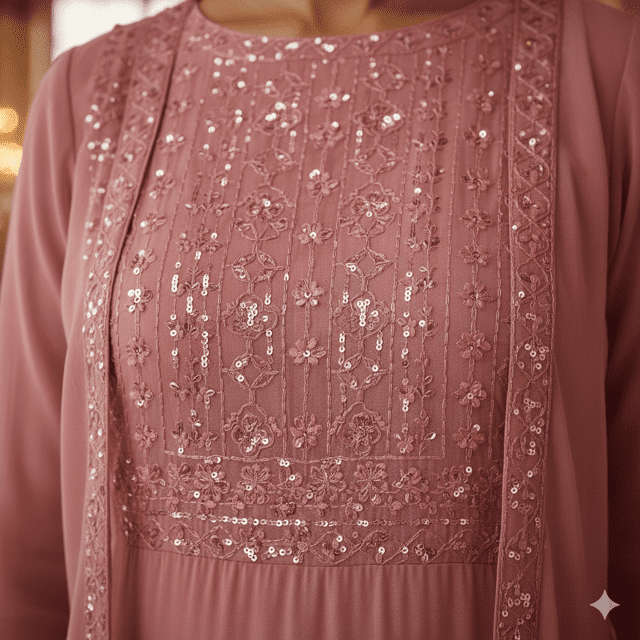 Rose Pink Georgette Bridesmaid Suit - Image 3