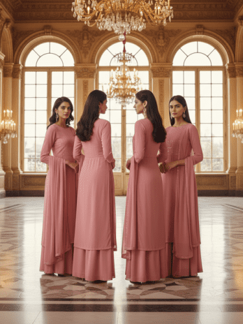 Rose Pink Georgette Bridesmaid Suit