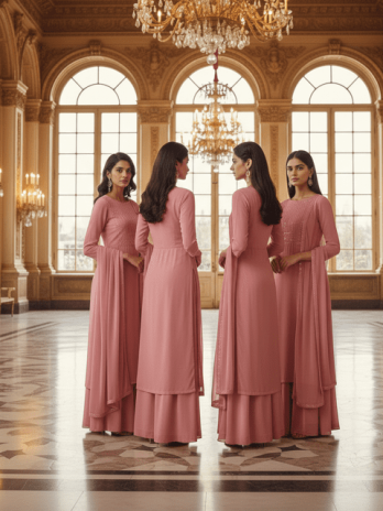 Rose Pink Georgette Bridesmaid Suit