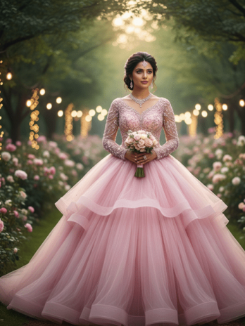 Rose Pink Organza Ball Gown