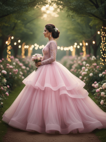 Rose Pink Organza Ball Gown