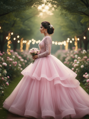 Rose Pink Organza Ball Gown