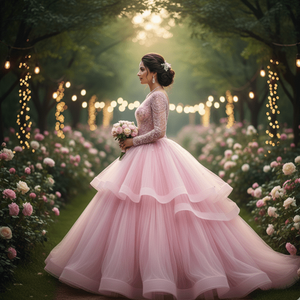 Rose Pink Organza Ball Gown - Image 2