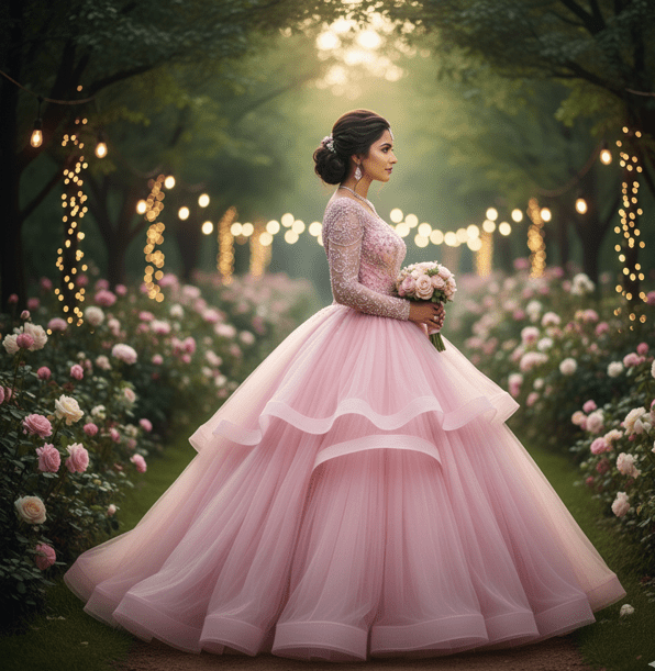 Rose Pink Organza Ball Gown - Image 3