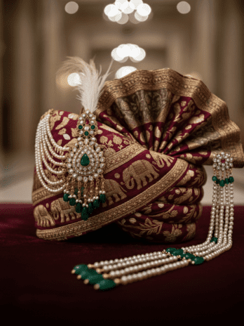 Maroon Pagadi Groom
