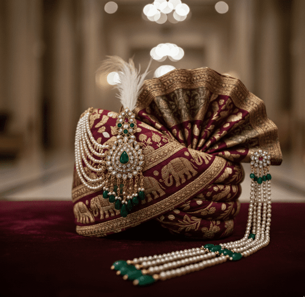 Maroon Pagadi Groom