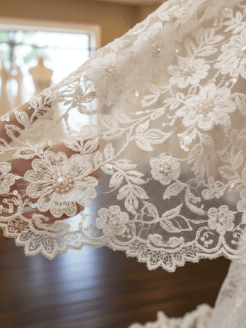 Veil for Wedding Gown Silk with French Lace