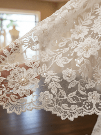 Veil for Wedding Gown Silk with French Lace