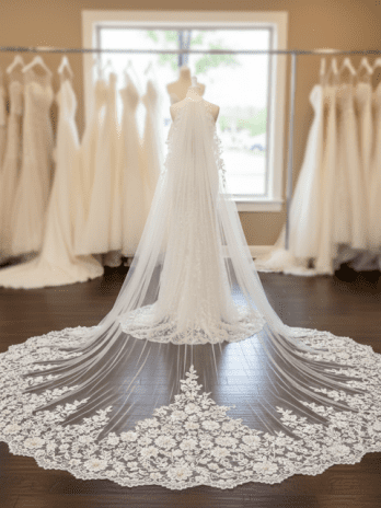 Veil for Wedding Gown Silk with French Lace