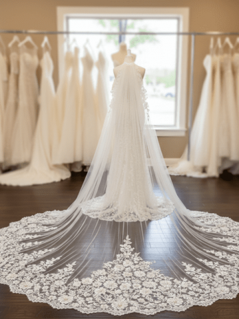 Veil for Wedding Gown Silk with French Lace