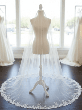 Veil for Wedding Gown British Tulle with Lace