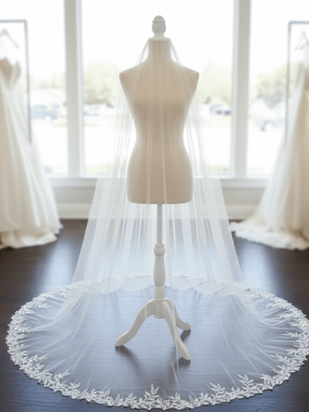 Veil for Wedding Gown British Tulle with Lace