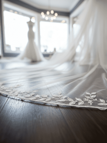 Veil for Wedding Gown British Tulle with Lace